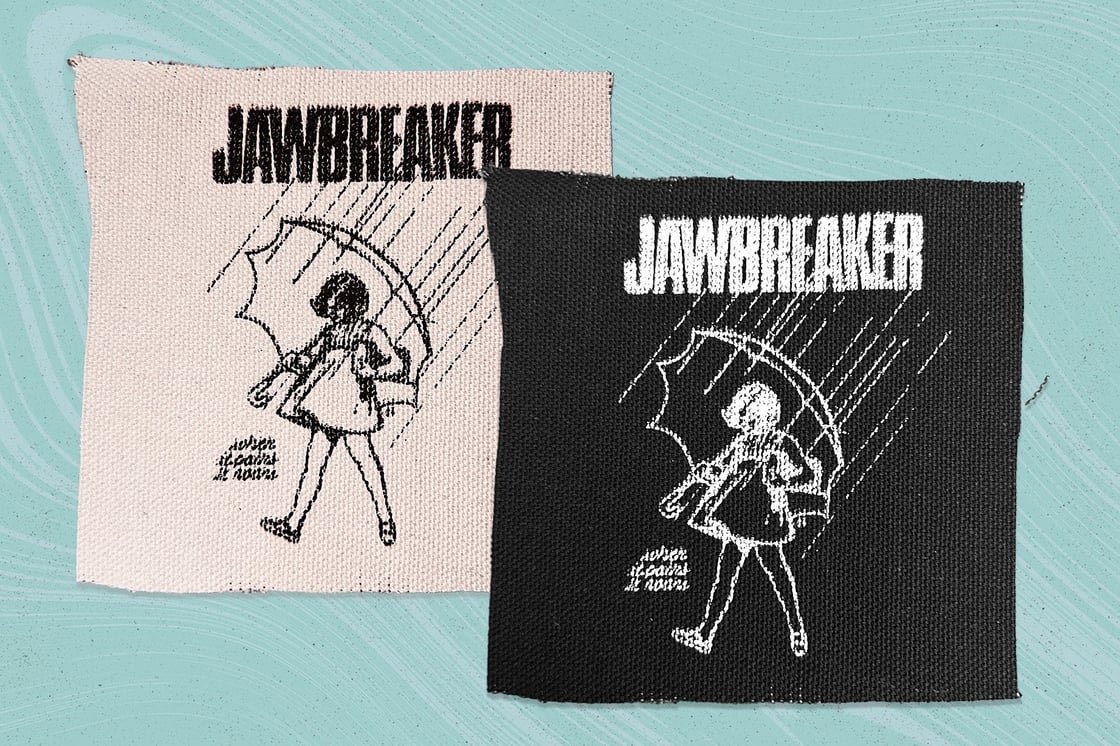 Image of Jawbreaker Morton Salt Girl Screen printed canvas patch 4" logo
