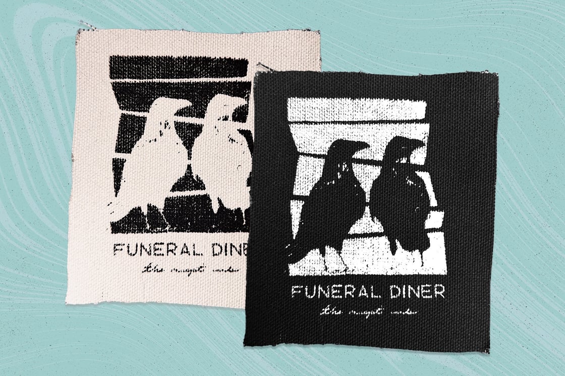 Image of Funeral Diner Birds Screen printed canvas patch 4" logo Screamo