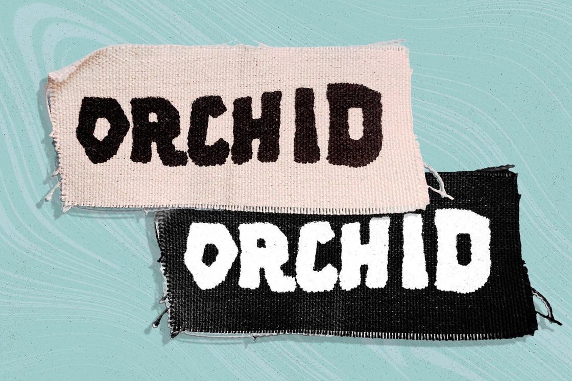 Image of Orchid Logo Screen printed canvas patch 3"