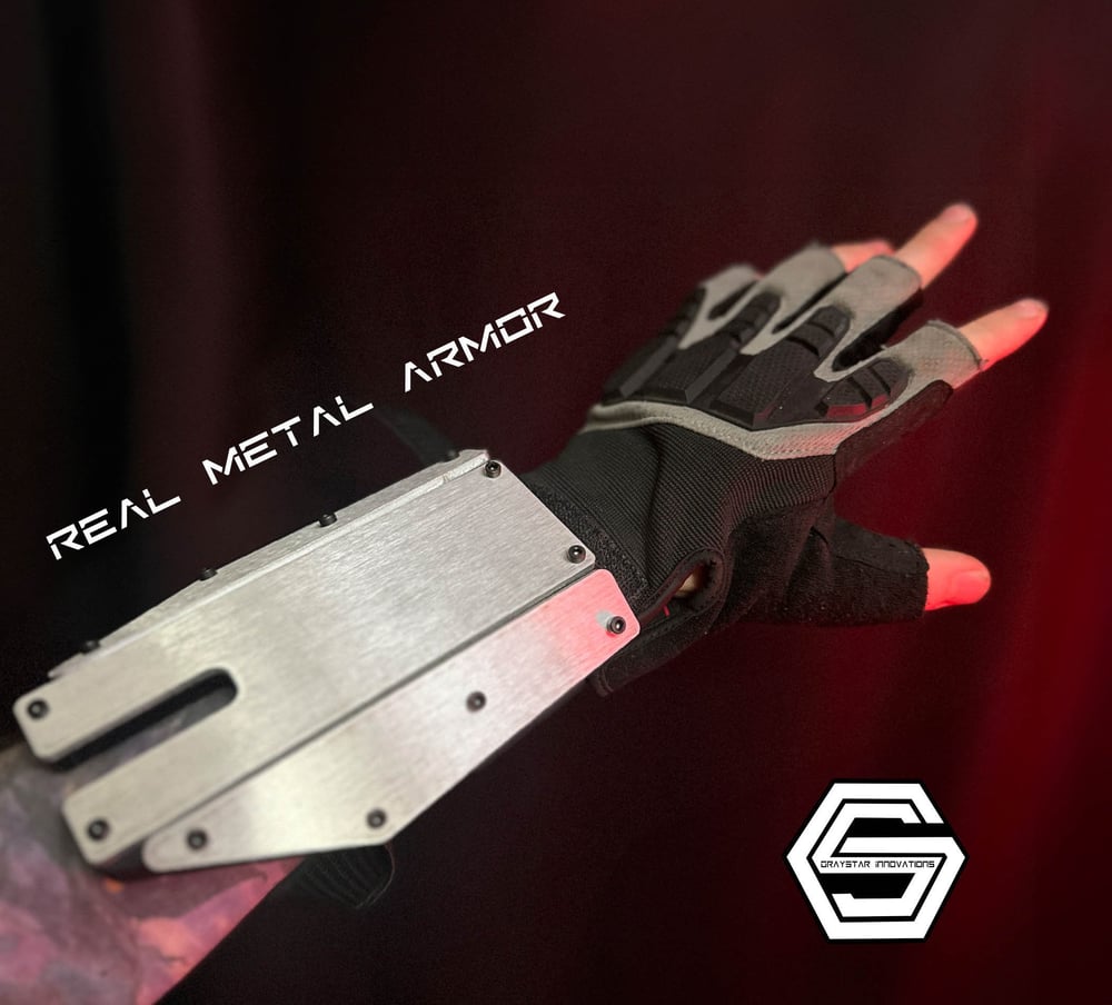 Real Laser Cut Metal! "TACTICIAN//V1" Cyberpunk Armor Bracer Gauntlet