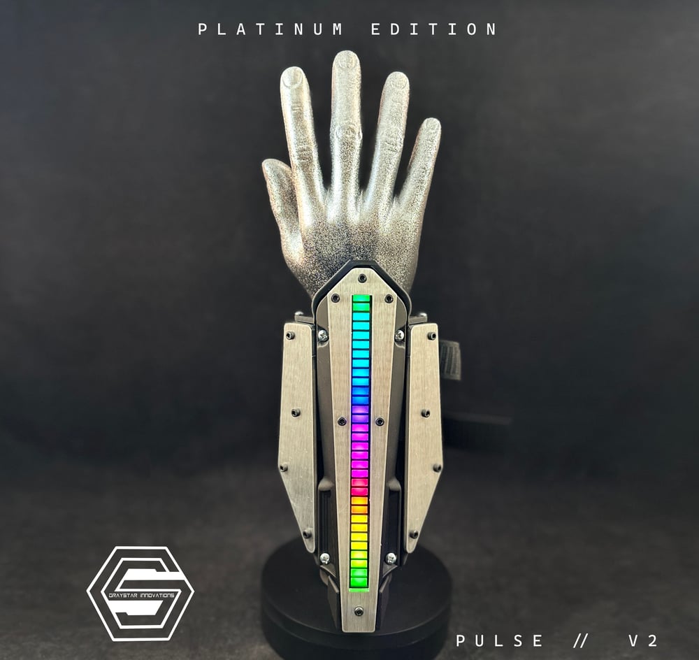 Real Laser Cut Metal! PULSE//V2:NANO Sound Reactive LED Cyberpunk Gauntlets (Bracer Variant)