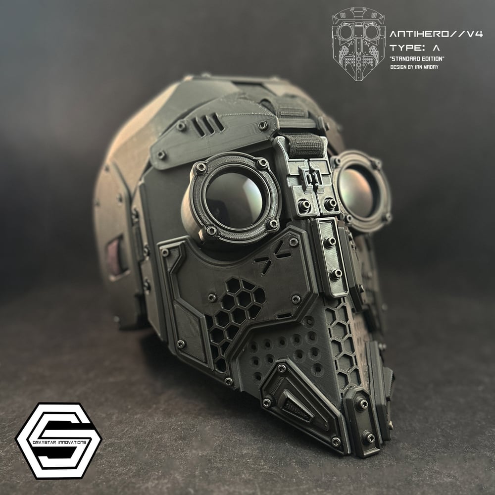 ANTIHERO // V4 : Type - A Standard Edition "Black on Black" 3d Printed Cyber Armor Mask