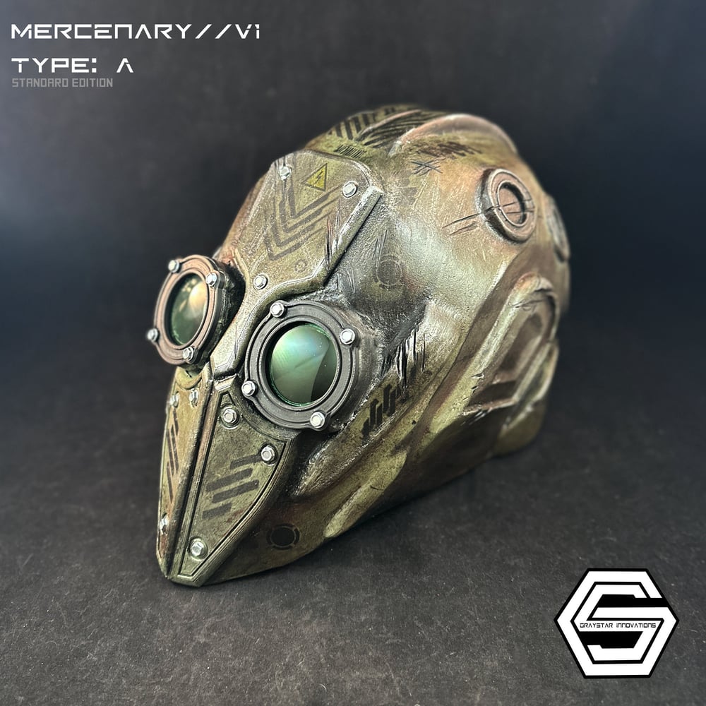 MERCENARY // V1 Type: A Full Helmet Cyberpunk Armor "Wasteland Green"