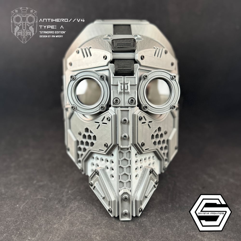 ANTIHERO // V4 : Type - A Standard Edition "Grey and Silver" 3d Printed Cyber Armor Mask