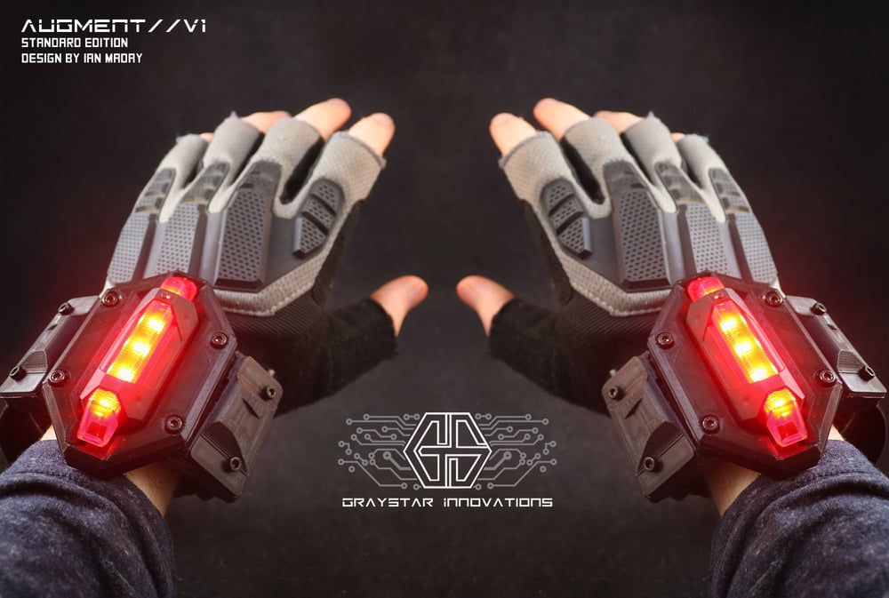 AUGMENT//V1 Cyberpunk Gauntlets (Wrist Cuff Variant) - "Noir" Black on Black