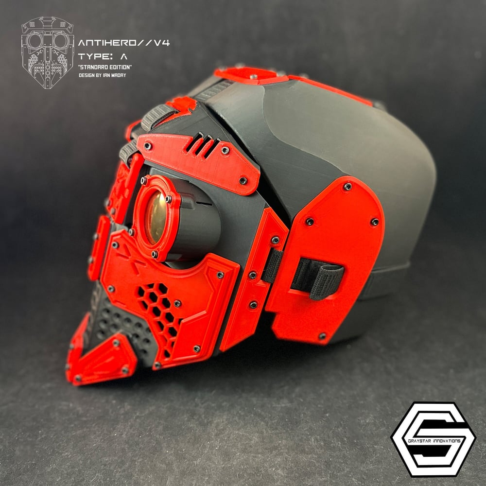 ANTIHERO // V4 : Type - A Standard Edition "Black and Red" 3d Printed Cyberpunk Helmet Mask