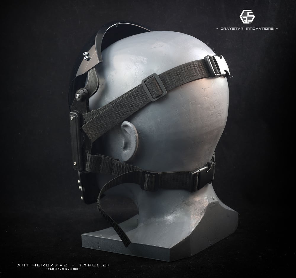 ANTIHERO // V2 - D : Standard Edition "Black and Grey" 3d Printed Cyber Armor Mask