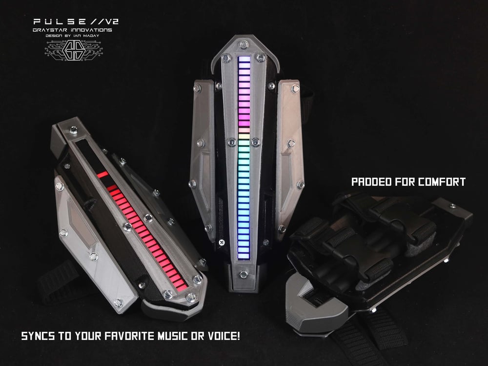 PULSE//V2:NANO Sound Reactive LED Cyberpunk Gauntlets (Bracer Variant) - Choose Your Color!