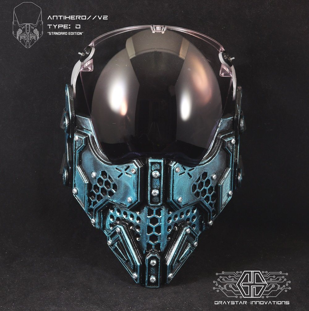 ANTIHERO // V2 - D : Standard Edition "Antique Teal" 3d Printed Cyber Armor Mask