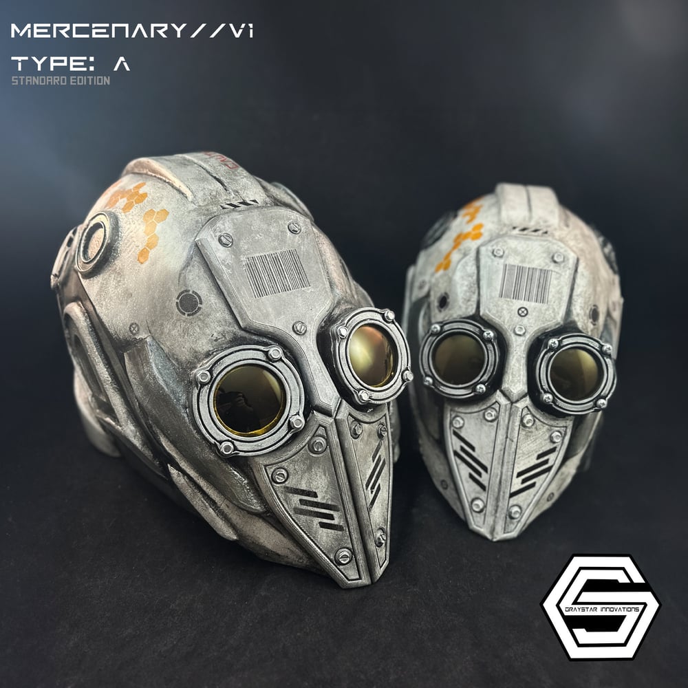 MERCENARY // V1 Type: A Full Helmet Cyberpunk Armor "White and Yellow"