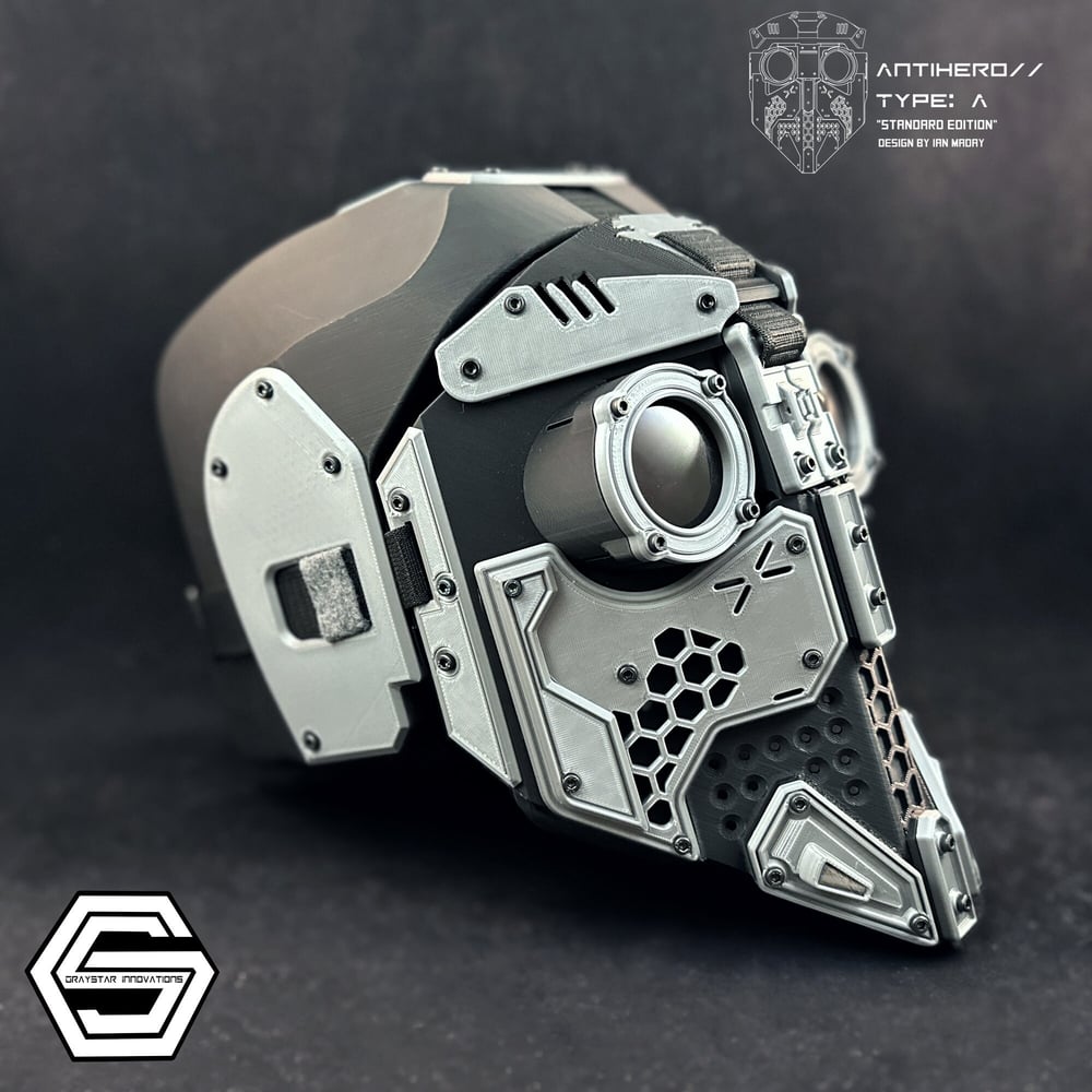 ANTIHERO // V4 : Type - A Standard Edition "Black and Grey" 3d Printed Cyber Armor Mask