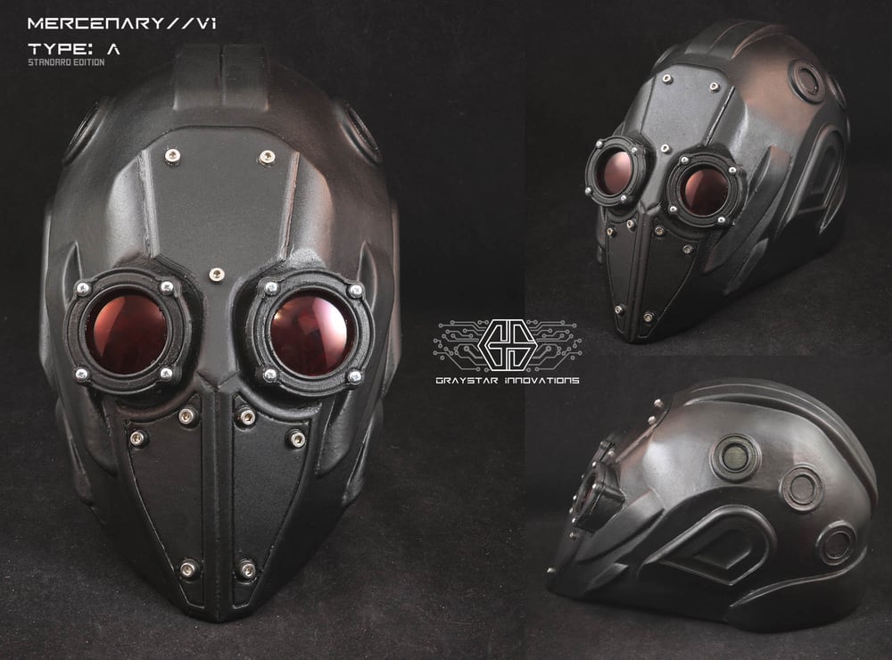 MERCENARY // V1 Type: A Full Helmet Cyberpunk Armor "Black and Red"