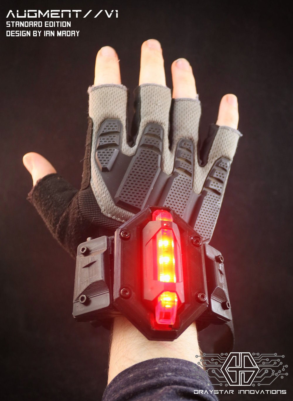 AUGMENT//V1 Cyberpunk Gauntlets (Wrist Cuff Variant) - "Noir" Black on Black