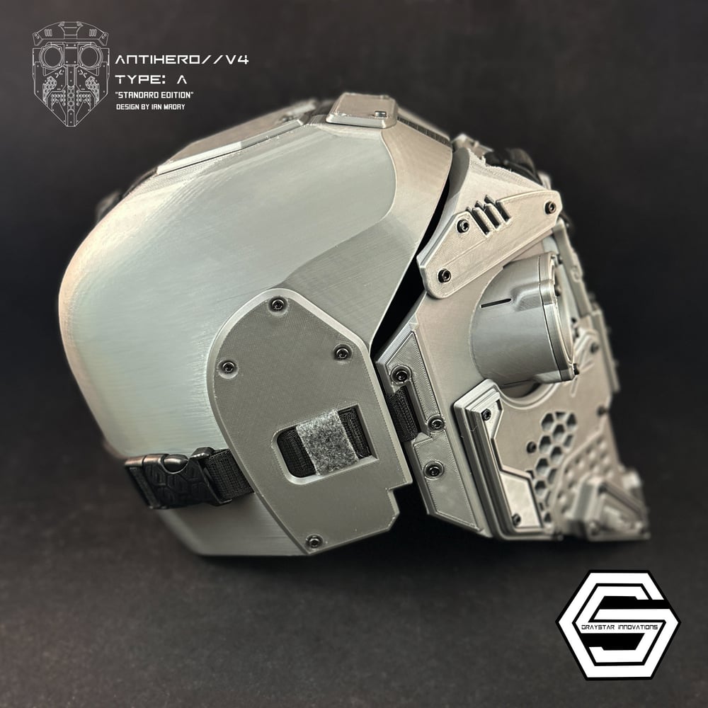 ANTIHERO // V4 : Type - A Standard Edition "Grey and Silver" 3d Printed Cyber Armor Mask