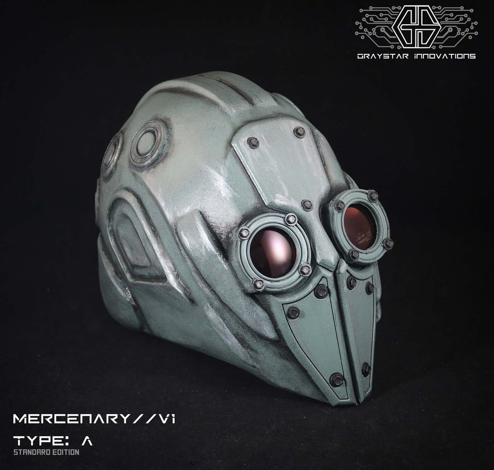 MERCENARY // V1 Type: A Full Helmet Cyberpunk Armor "Battle Worn Green"