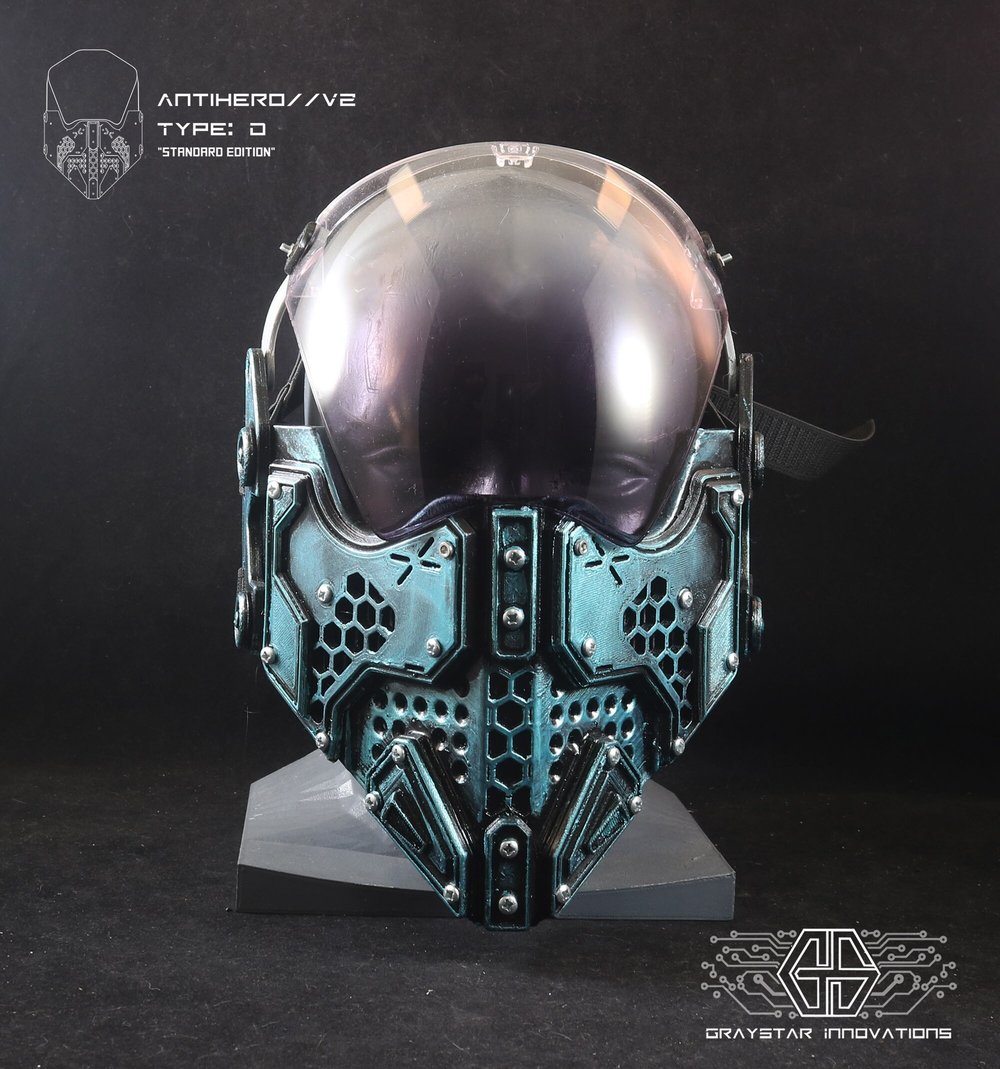 ANTIHERO // V2 - D : Standard Edition "Antique Teal" 3d Printed Cyber Armor Mask