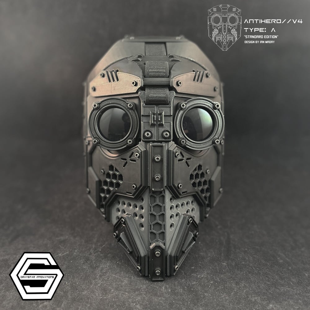 ANTIHERO // V4 : Type - A Standard Edition "Black on Black" 3d Printed Cyber Armor Mask