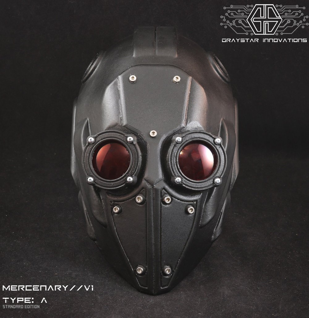 MERCENARY // V1 Type: A Full Helmet Cyberpunk Armor "Black and Red"