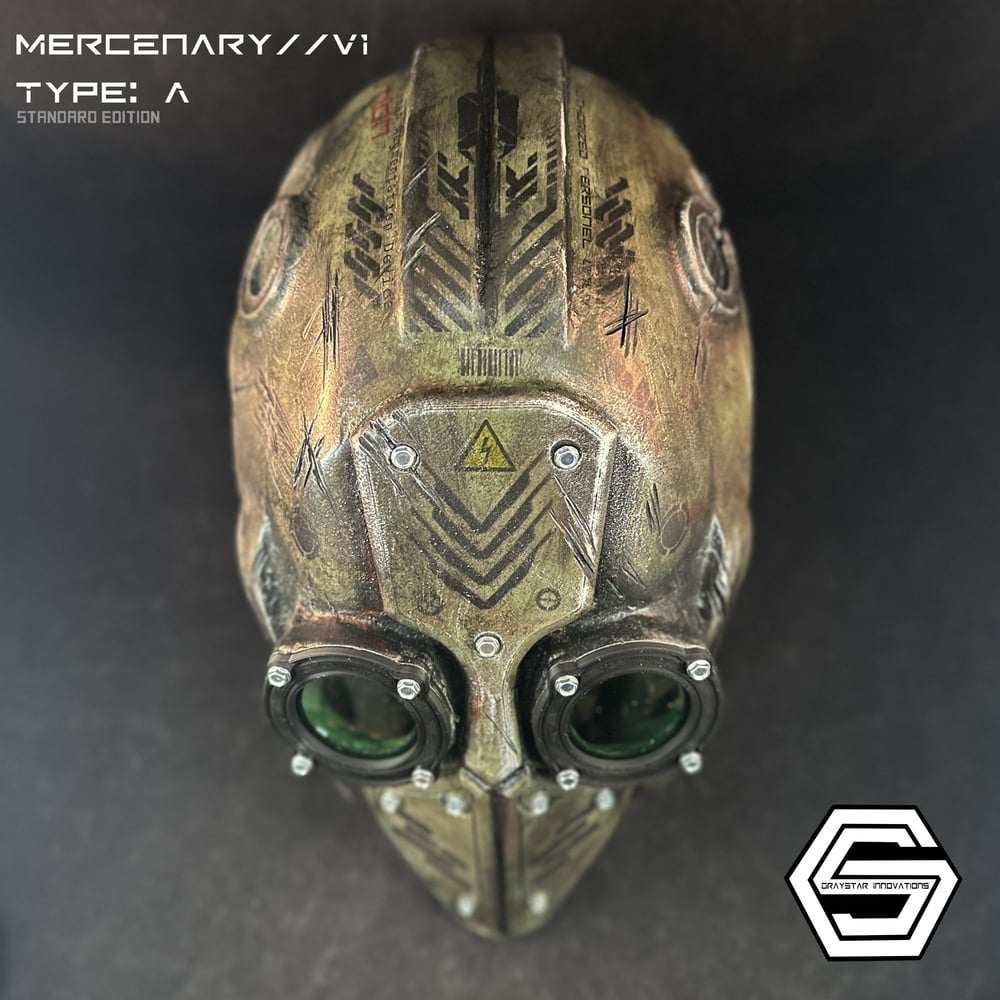 MERCENARY // V1 Type: A Full Helmet Cyberpunk Armor "Wasteland Green"