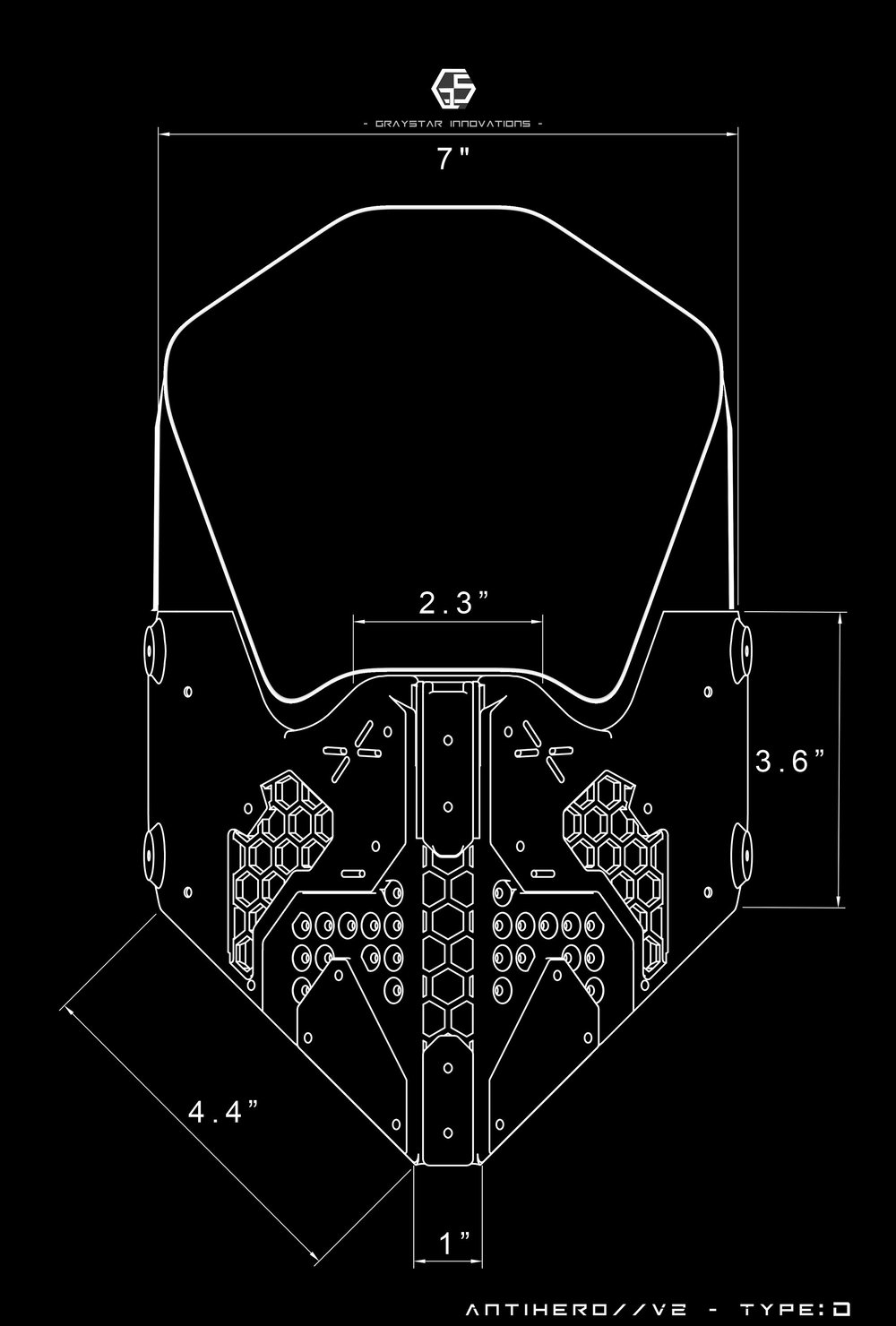 ANTIHERO // V2 - D : Standard Edition "Black and Grey" 3d Printed Cyber Armor Mask