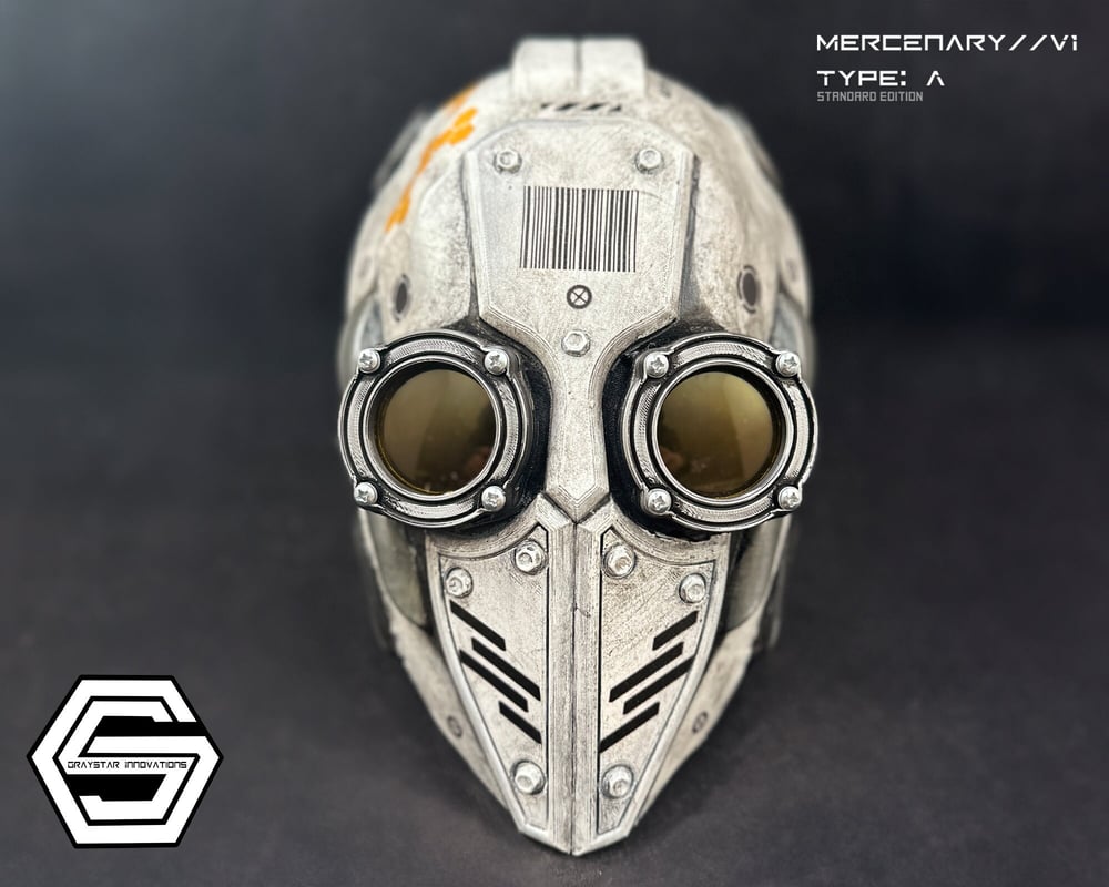 MERCENARY // V1 Type: A Full Helmet Cyberpunk Armor "White and Yellow"