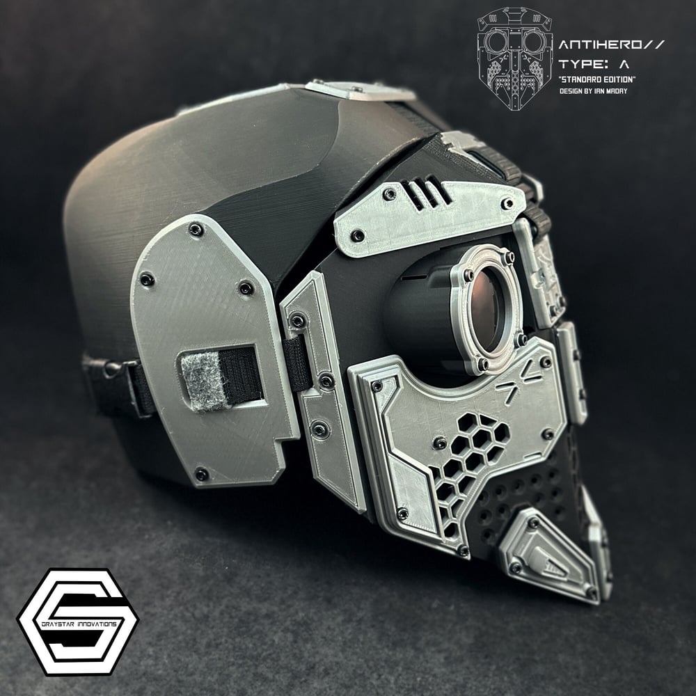 ANTIHERO // V4 : Type - A Standard Edition "Black and Grey" 3d Printed Cyber Armor Mask