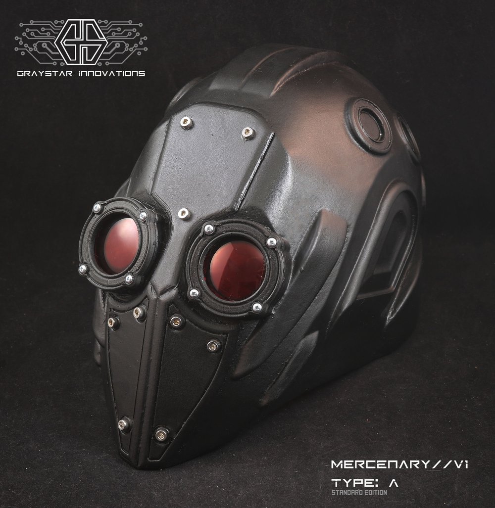 MERCENARY // V1 Type: A Full Helmet Cyberpunk Armor "Black and Red"