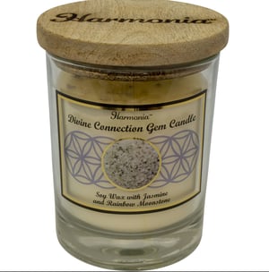 Image of Harmonia Divine Connection Rainbow Moonstone Gem Candle