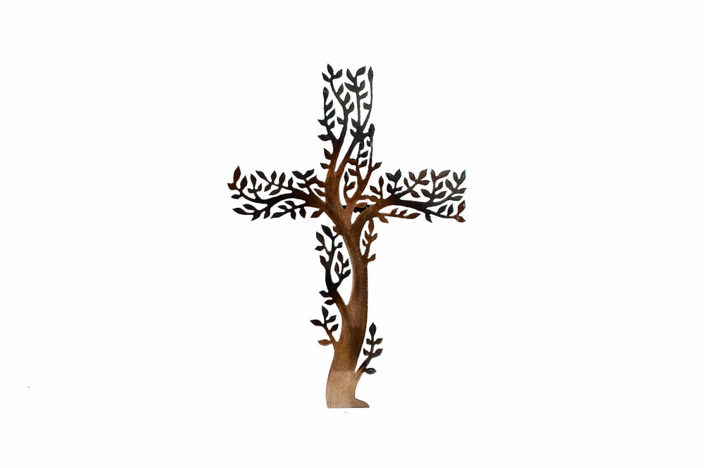 Image of Cross with leaves