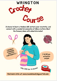 Image 1 of Wrington beginner crochet course starting Tuesday January 9th 7-8.30pm