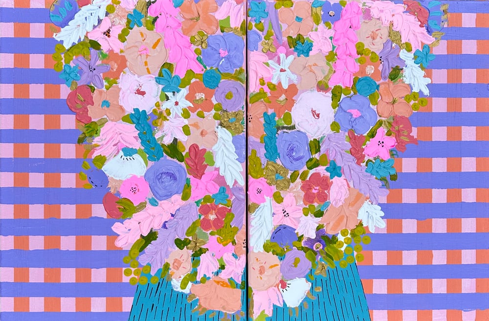 Image of Sweet Rosey diptych