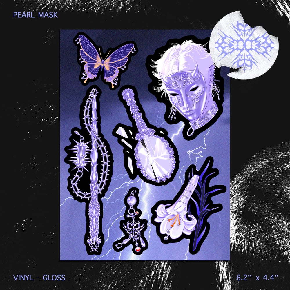PEARL MASK ⛓️ BLUE METAL - VINYL STICKER SHEETS