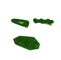 Image 1 of Green glitter hairclips
