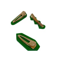Image 2 of Green glitter hairclips