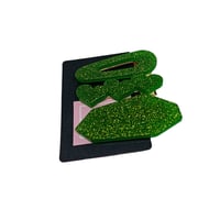 Image 3 of Green glitter hairclips