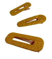 Image 1 of Gold glitter hairclips
