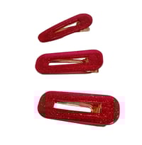 Image 1 of Red glitter hairclips