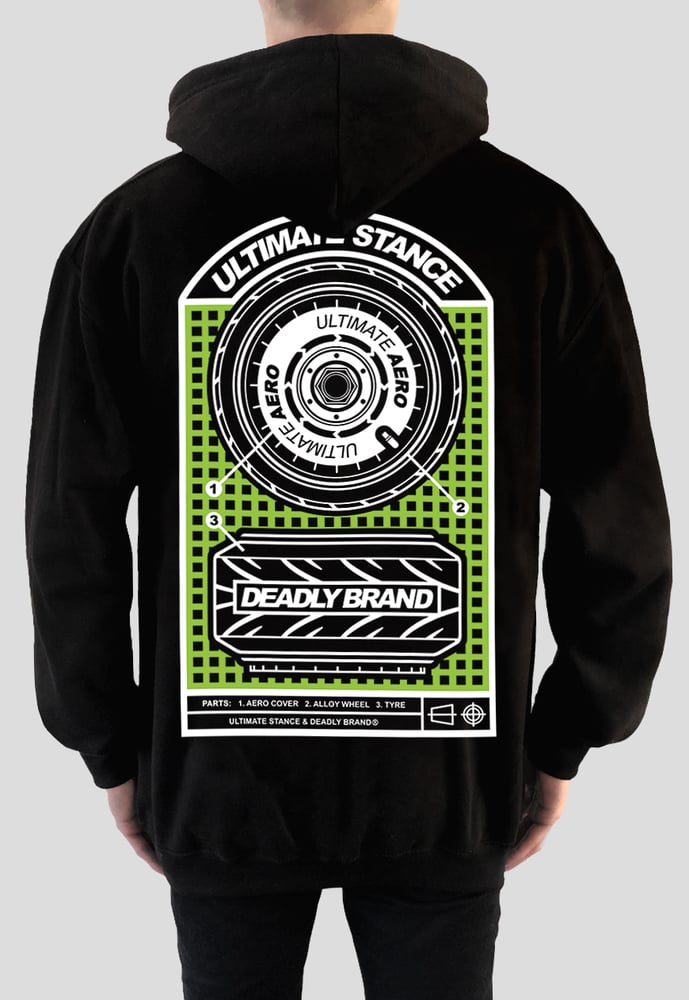 Image of Ultimate Stance / Deadly Brand Collaboration Hoodie in Black with Green Print