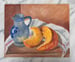 Image of Peinture à l'huile. Nature morte aux citrouilles. Tableau