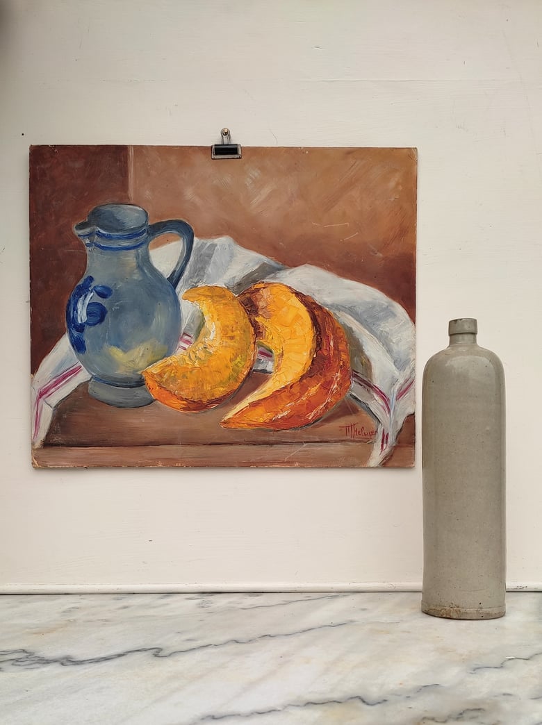 Image of Tableau. Nature morte aux citrouilles. Peinture à l'huile