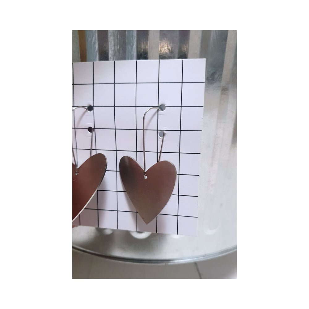 INOX enojni viseči uhani SRCE // INOX single HEART drop earrings