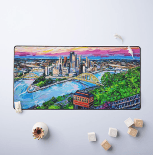 Image of Steel City Sunset Neoprene Desk Mat