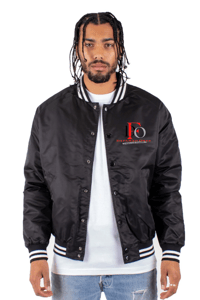 Image 1 of Satin Baseball Jacket/Striped Trim