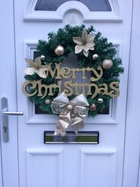 Image 2 of Gold Merry Christmas Wreath, Wall Decor, Door Wreath