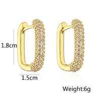 Image 2 of Gold Plated Zircon Square Hoop Earrings