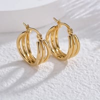 Image 2 of 18K Gold Plated Triple Hoop Earrings