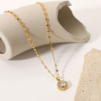 Image 2 of  Gold Plated Stainless Steel Zircon Pendant Necklace