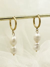 Image 2 of Gold Plated Pearl Drop Earrings