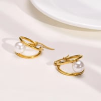 Image 2 of 18K Gold Plated Pearl Earrings