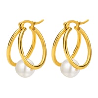 Image 3 of 18K Gold Plated Pearl Earrings